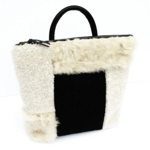 PRIMECUT Handmade Shearling/Sheepskin Patchwork Leather Backback